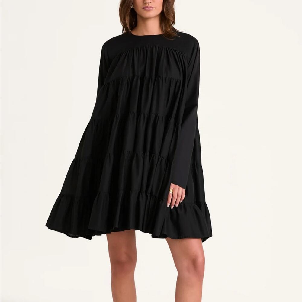 Merlette Soliman Tiered Mini Dress Black Size XS